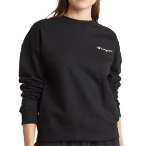 NWT Champion Black Fleece Crewneck Sweatshirt Authentic Powerblend Chest Logo XS